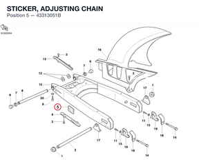 STICKER, ADJUSTING CHAIN 43313051B diagram position