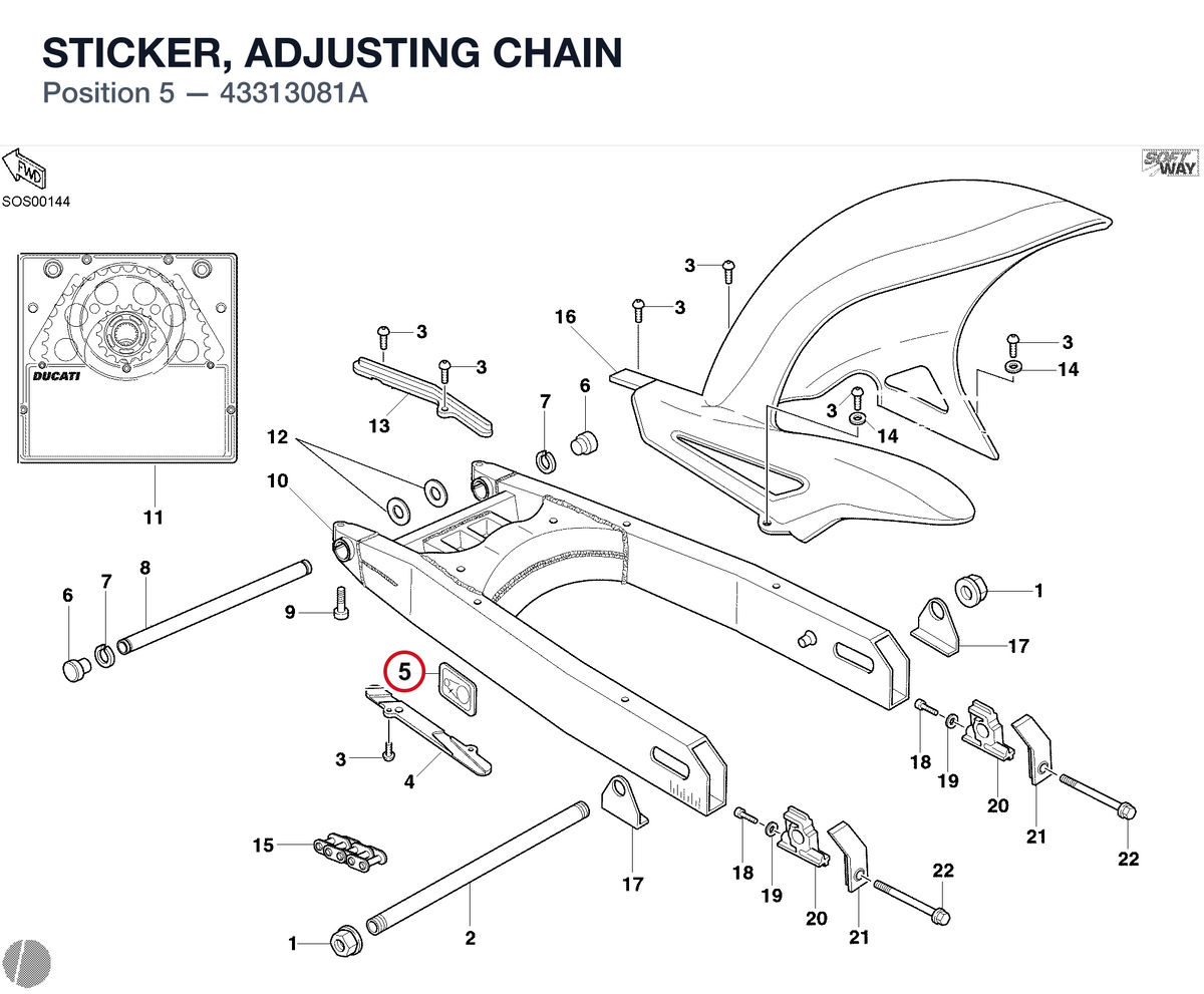STICKER, ADJUSTING CHAIN