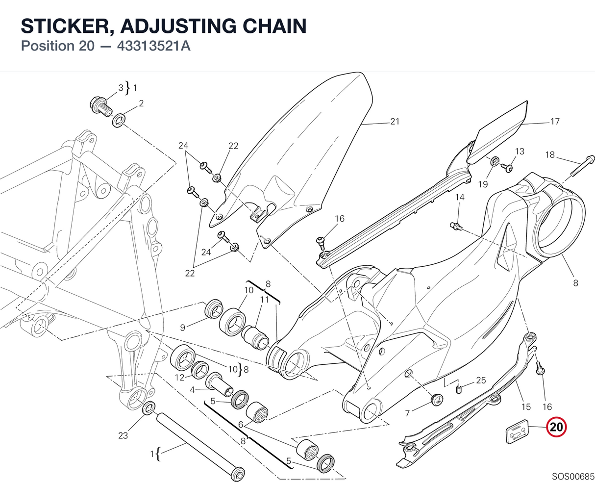STICKER, ADJUSTING CHAIN