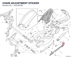 CHAIN ADJUSTMENT STICKER 43313572B diagram position