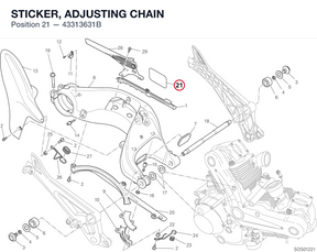 STICKER, ADJUSTING CHAIN 43313631B diagram position