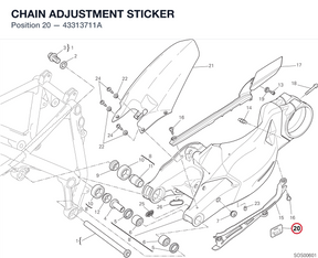 CHAIN ADJUSTMENT STICKER 43313711A diagram position
