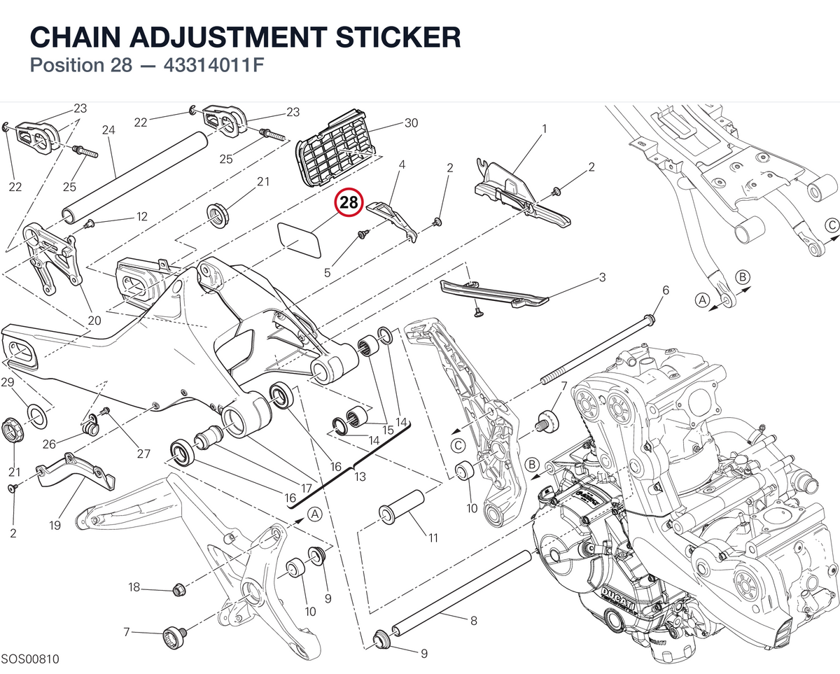 CHAIN ADJUSTMENT STICKER 43314011F diagram position