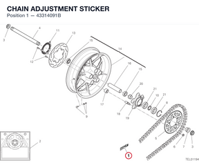 CHAIN ADJUSTMENT STICKER 43314091B diagram position