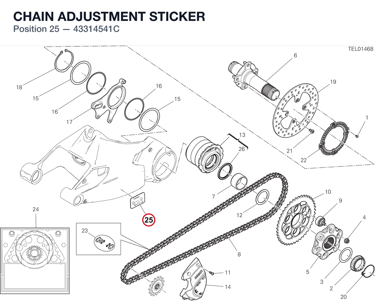 CHAIN ADJUSTMENT STICKER 43314541C diagram position