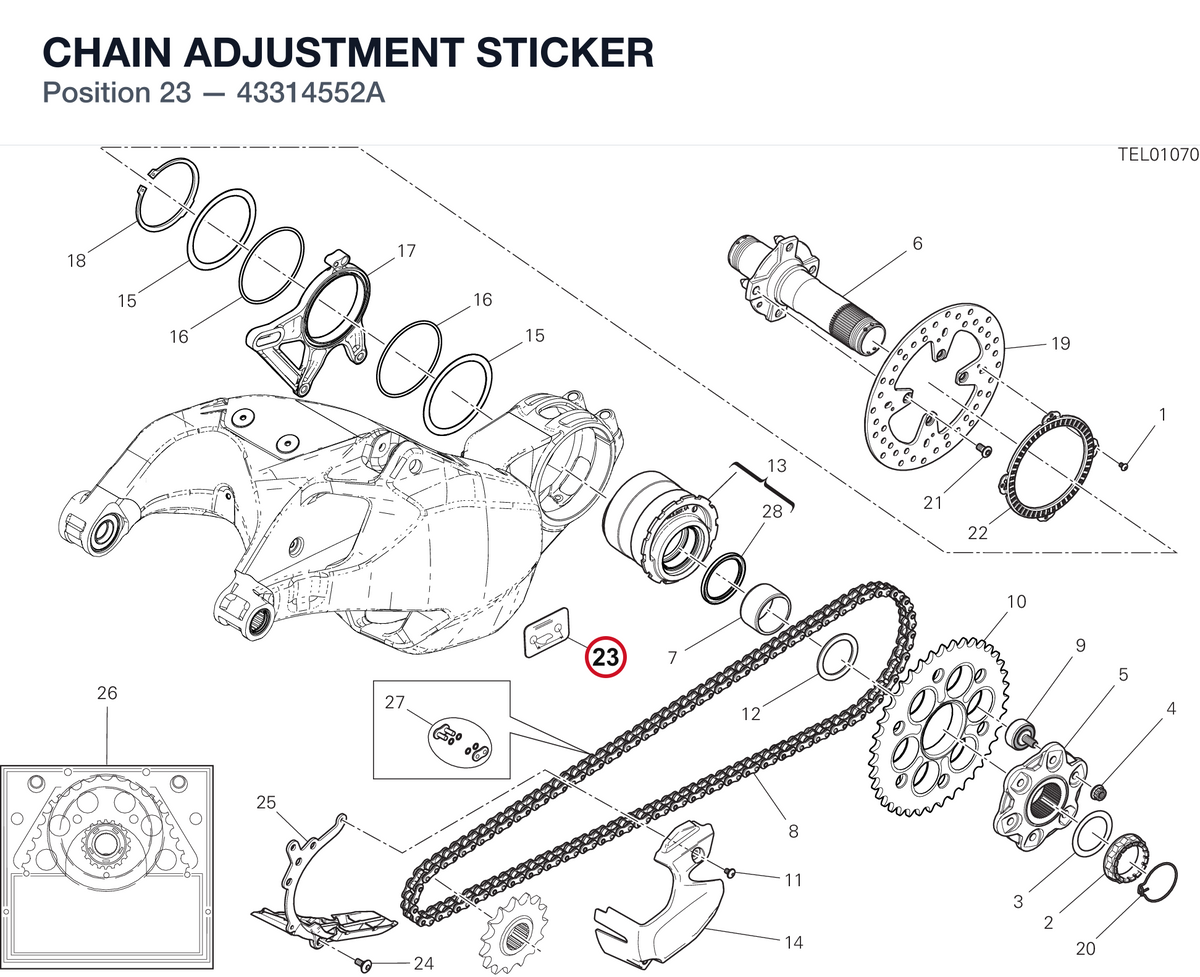 CHAIN ADJUSTMENT STICKER 43314552A diagram position