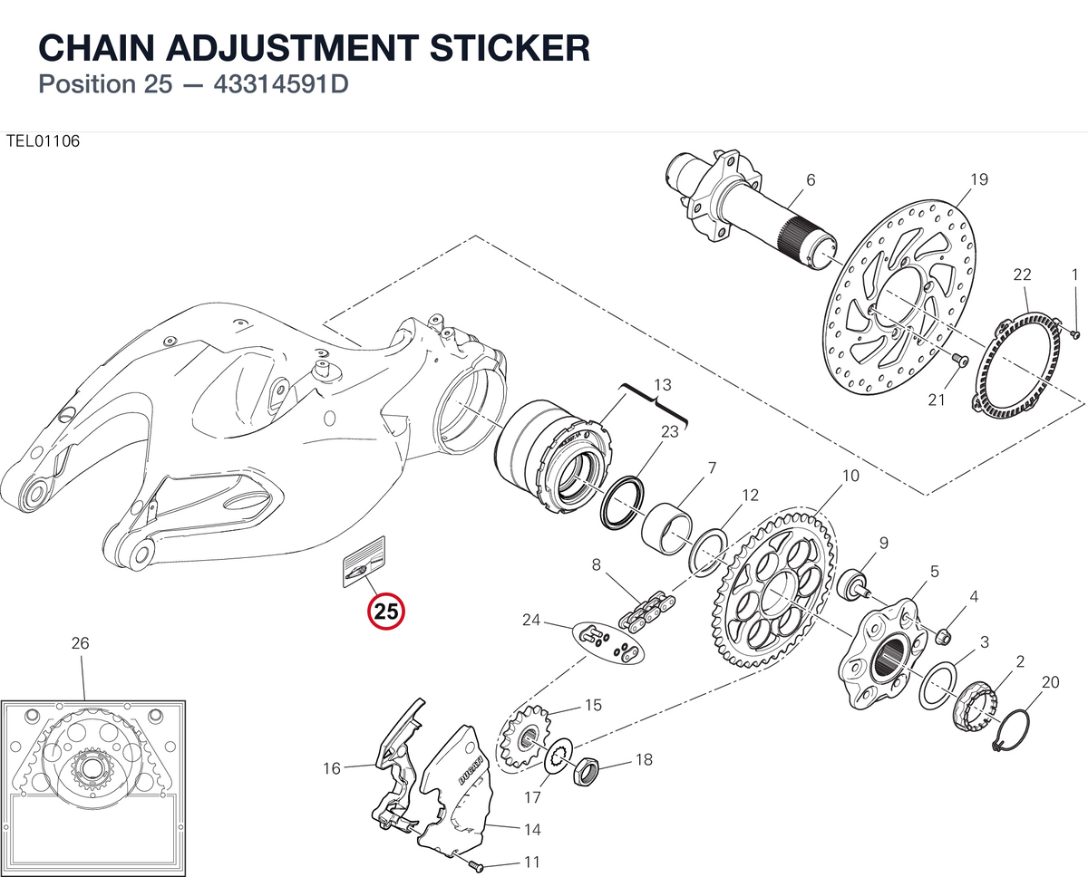 CHAIN ADJUSTMENT STICKER 43314591D diagram position