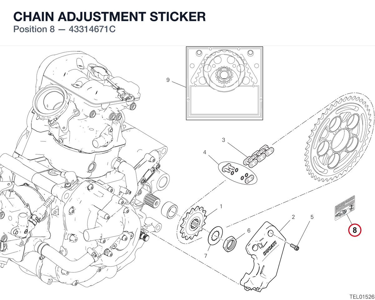 CHAIN ADJUSTMENT STICKER 43314671C diagram position