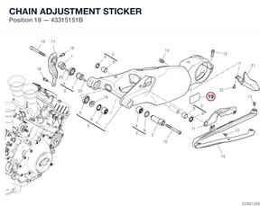 CHAIN ADJUSTMENT STICKER 43315151B diagram position