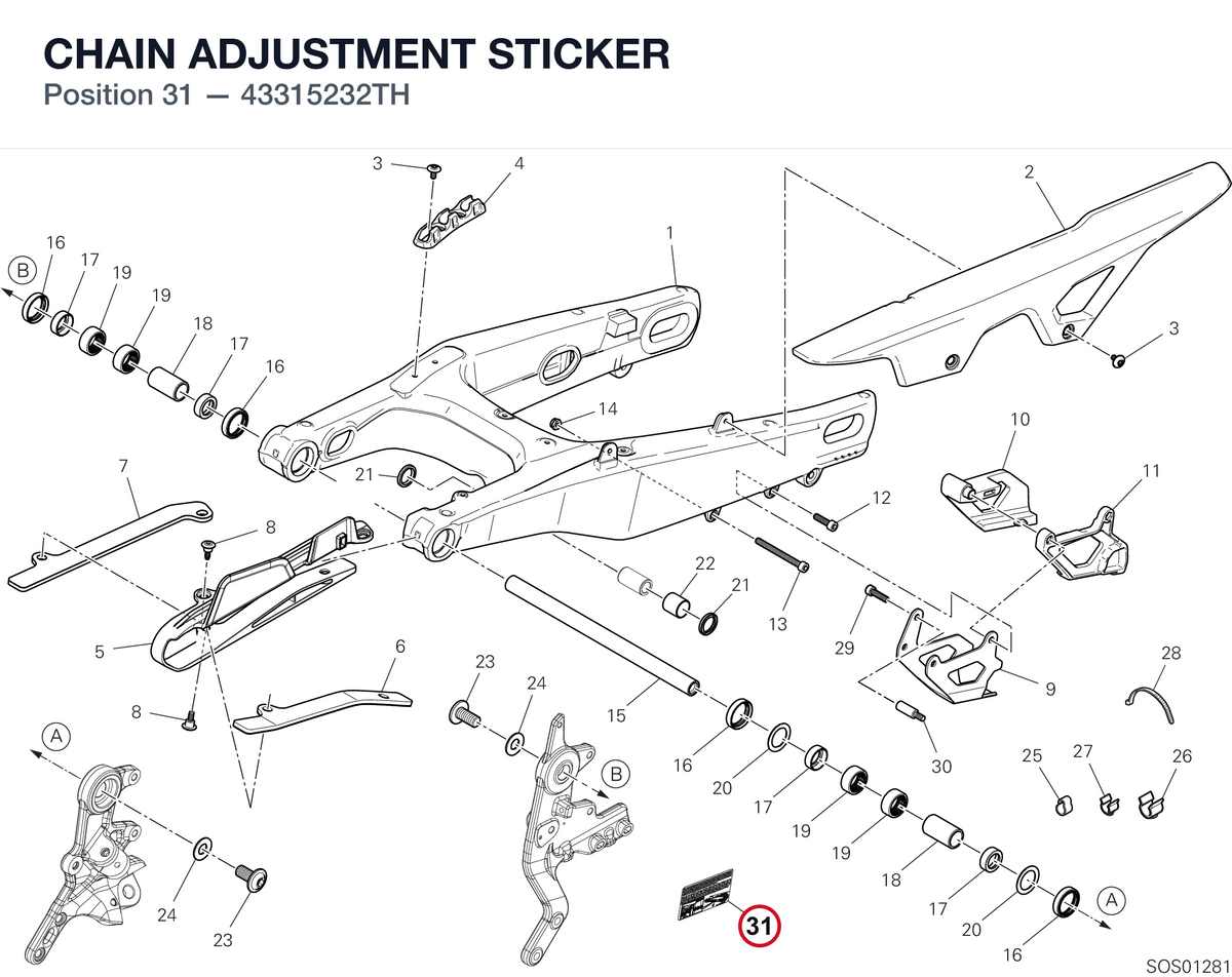 CHAIN ADJUSTMENT STICKER 43315232TH diagram position