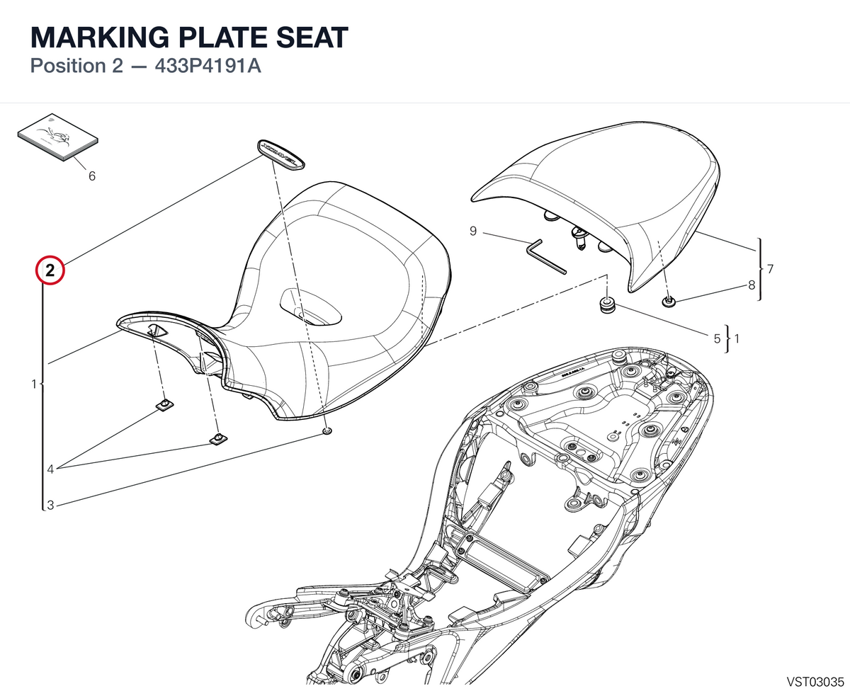 MARKING PLATE SEAT 433P4191A diagram position
