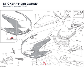 STICKER "1198R CORSE" 43410071E diagram position
