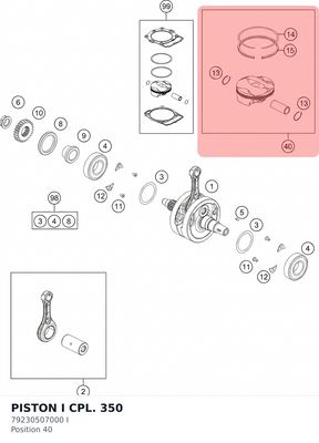 Diagram preview: PISTON I CPL. 350 (79230507000 I)