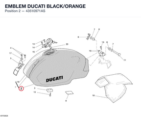 EMBLEM DUCATI BLACK/ORANGE 43510971AS diagram position