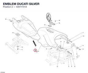 EMBLEM DUCATI SILVER 43511151A diagram position