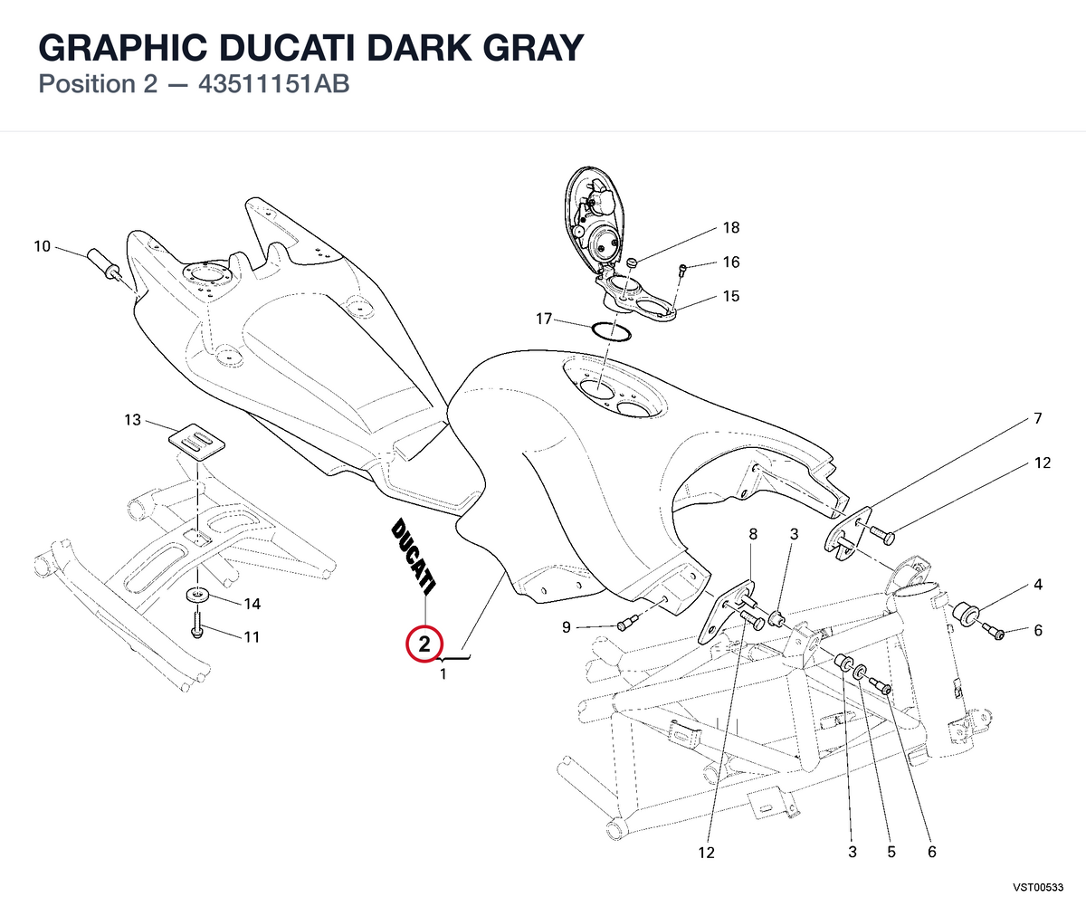 GRAPHIC DUCATI DARK GRAY 43511151AB diagram position