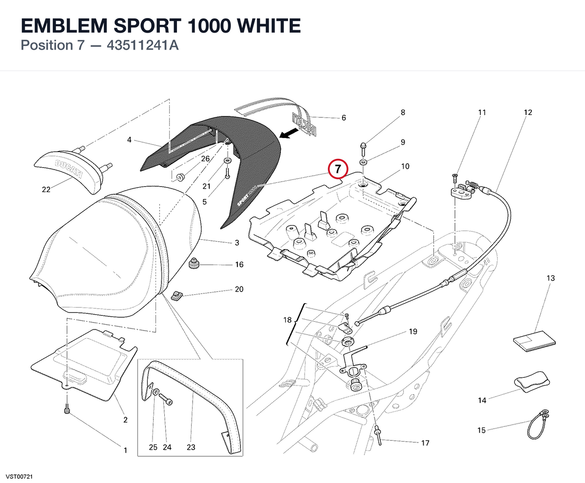EMBLEM SPORT 1000 WHITE 43511241A diagram position