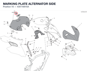 MARKING PLATE ALTERNATOR SIDE 43511691AA diagram position