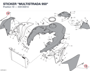 STICKER "MULTISTRADA 950" 43513581A diagram position