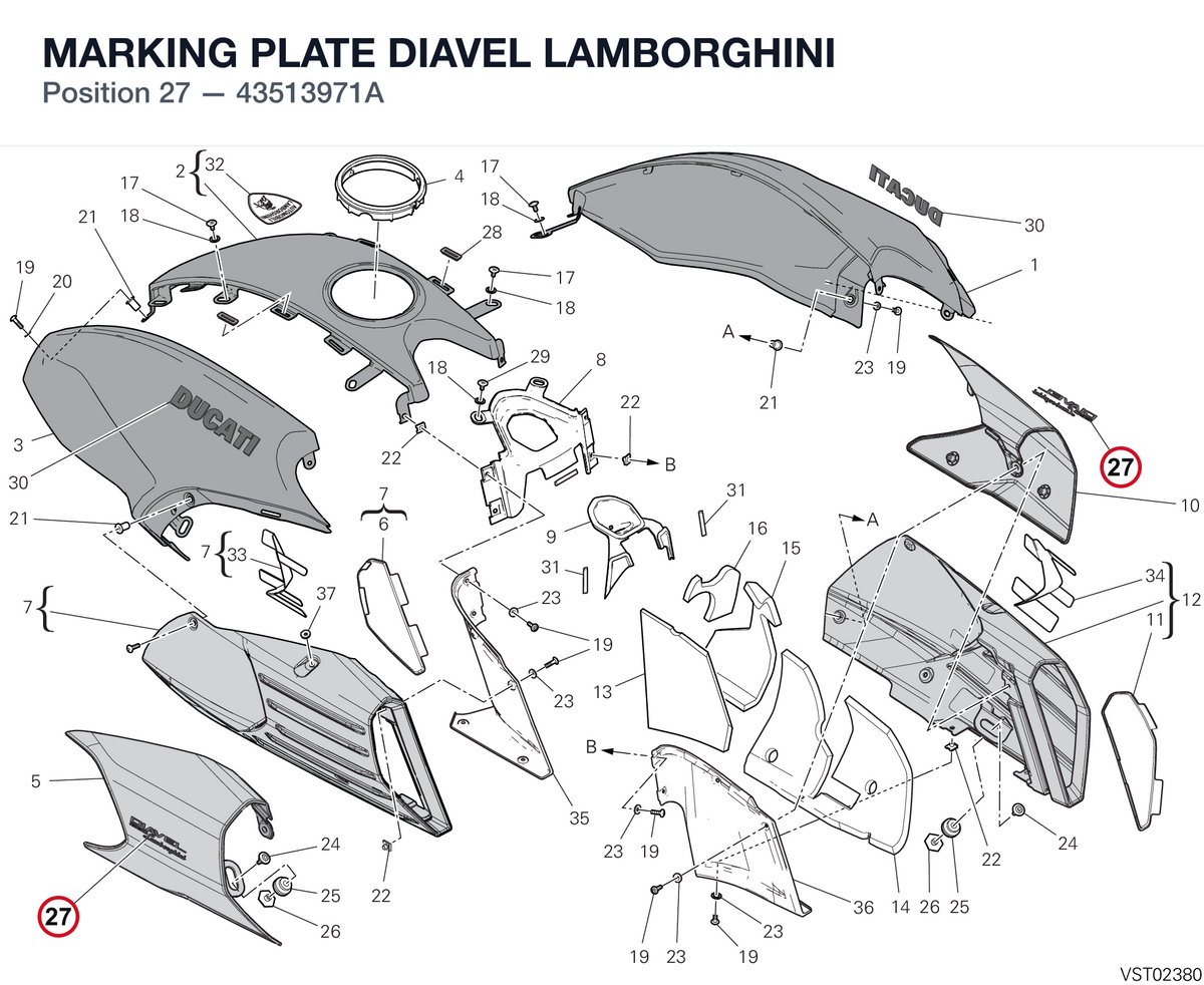 MARKING PLATE DIAVEL LAMBORGHINI 43513971A diagram position