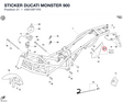 STICKER DUCATI MONSTER 900 43610971FA diagram position