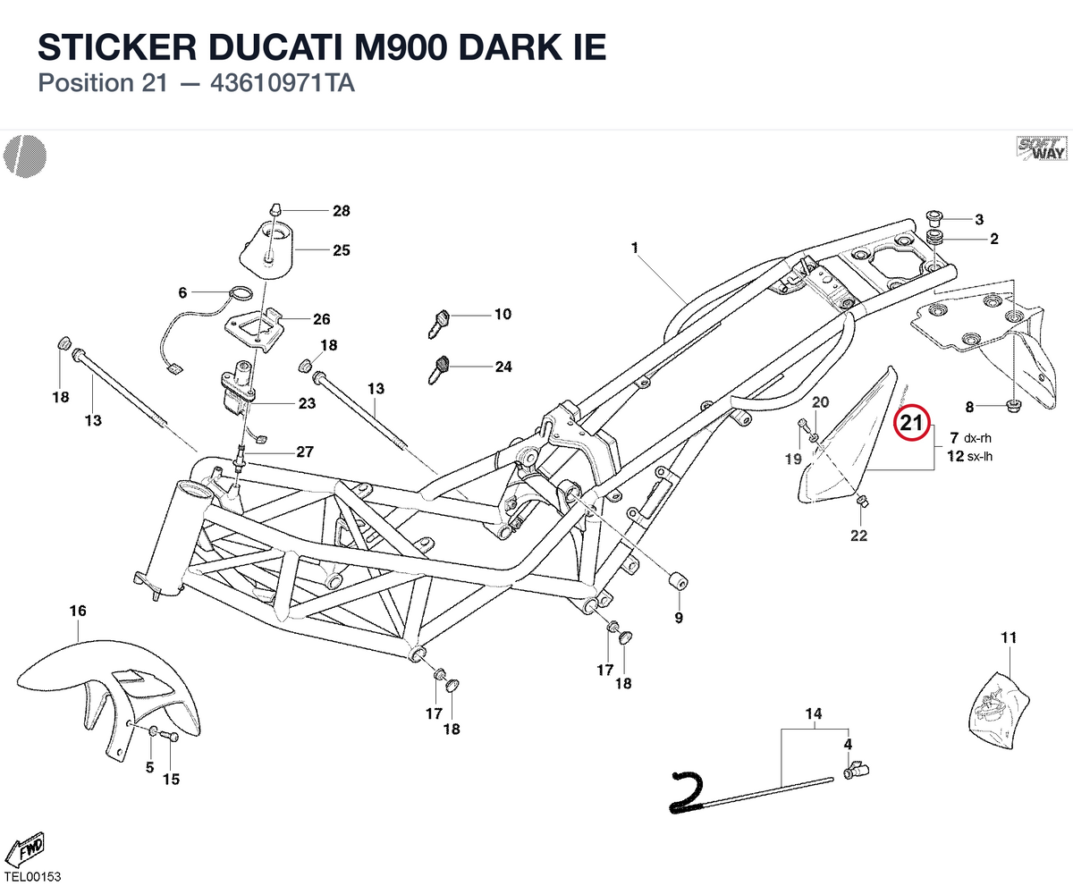 STICKER DUCATI M900 DARK IE 43610971TA diagram position