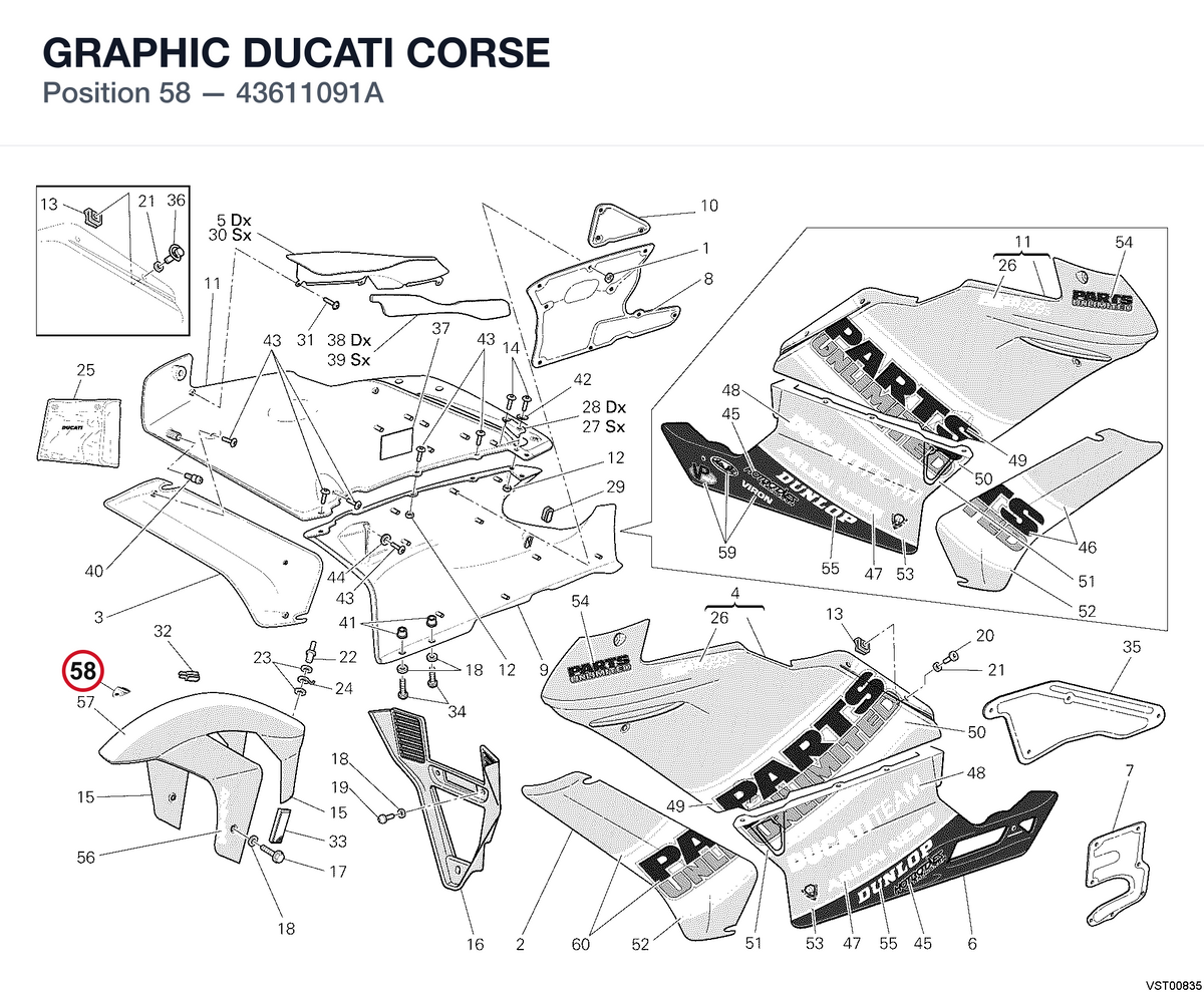 GRAPHIC DUCATI CORSE 43611091A diagram position