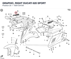 GRAPHIC, RIGHT DUCATI 620 SPORT 43611241AA diagram position