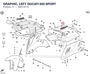 GRAPHIC, LEFT DUCATI 620 SPORT 43611371A diagram position