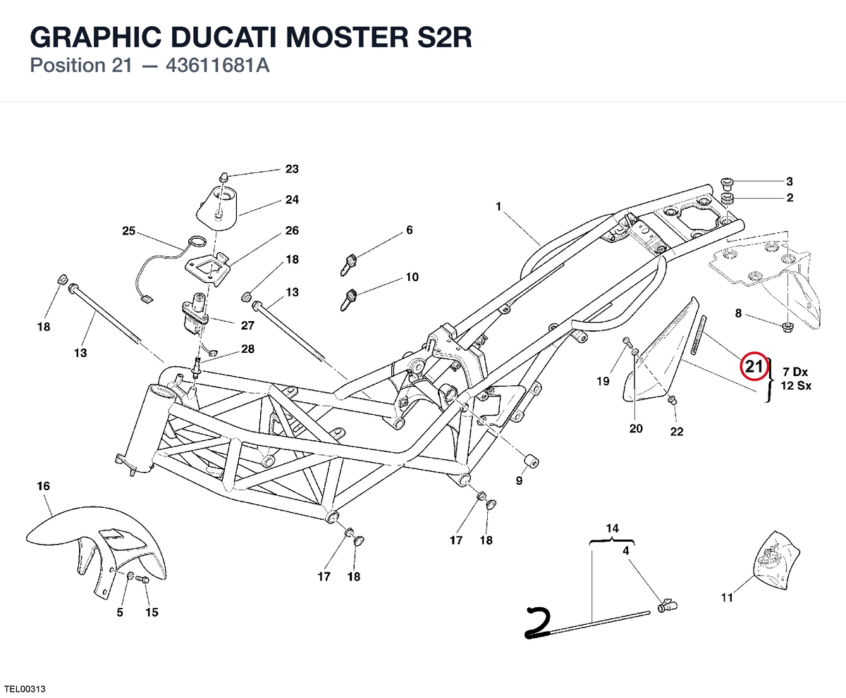 GRAPHIC DUCATI MOSTER S2R 43611681A diagram position