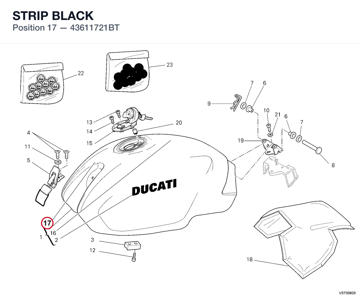 STRIP BLACK 43611721BT diagram position