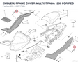 EMBLEM, FRAME COVER MULTISTRADA 1200 FOR RED 43611752A diagram position
