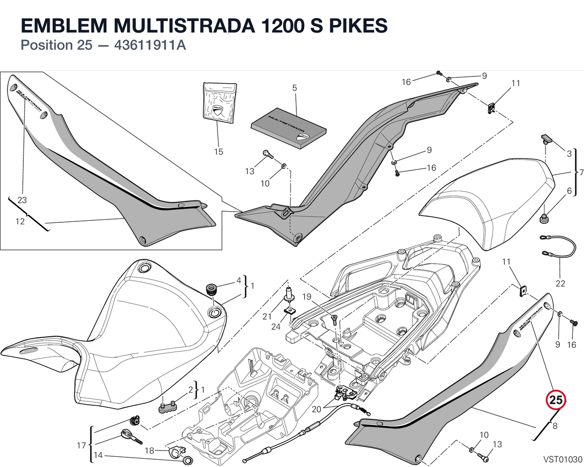 EMBLEM MULTISTRADA 1200 S PIKES 43611911A diagram position
