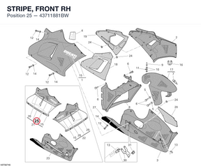 STRIPE, FRONT RH 43711881BW diagram position
