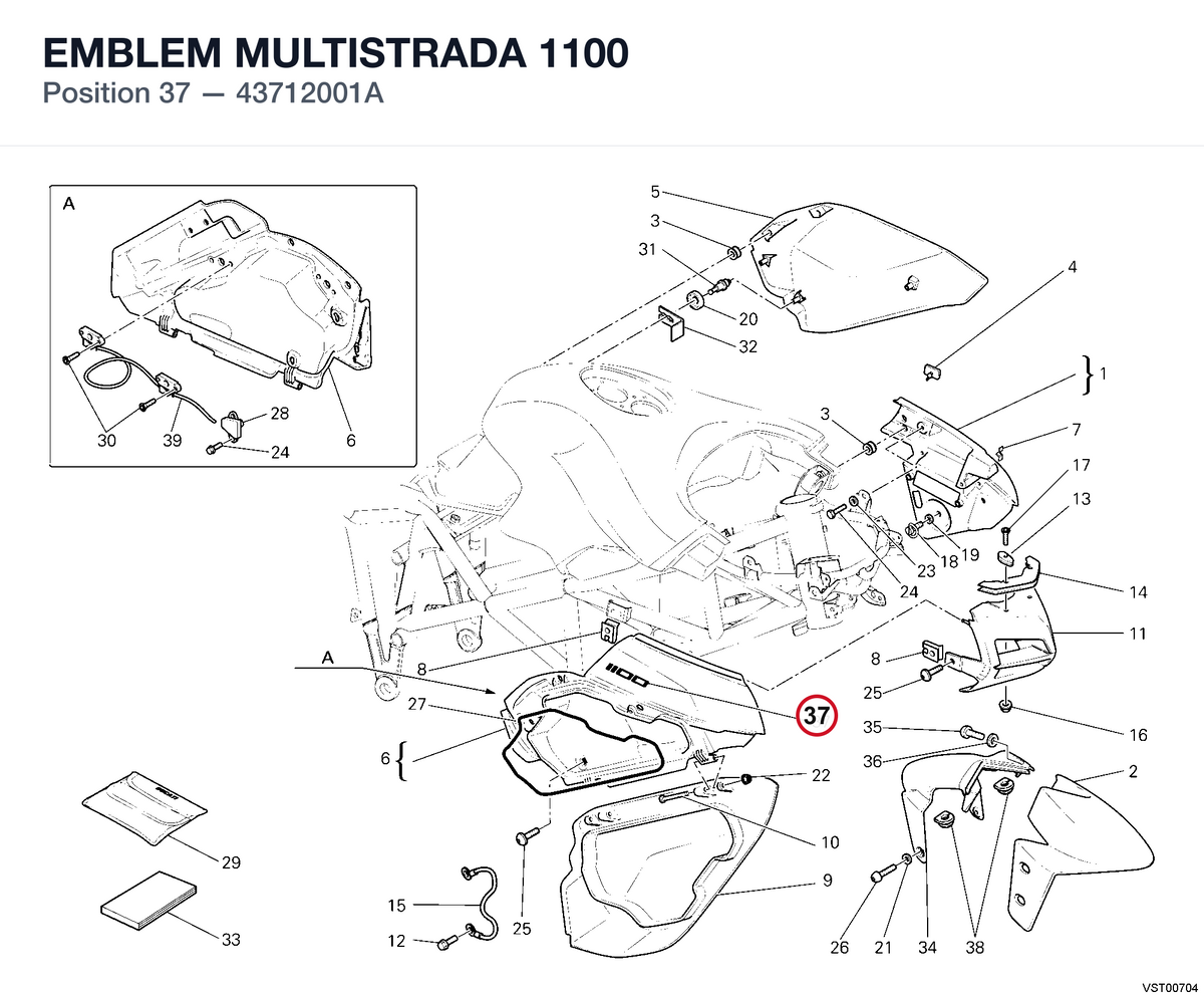 EMBLEM MULTISTRADA 1100 43712001A diagram position
