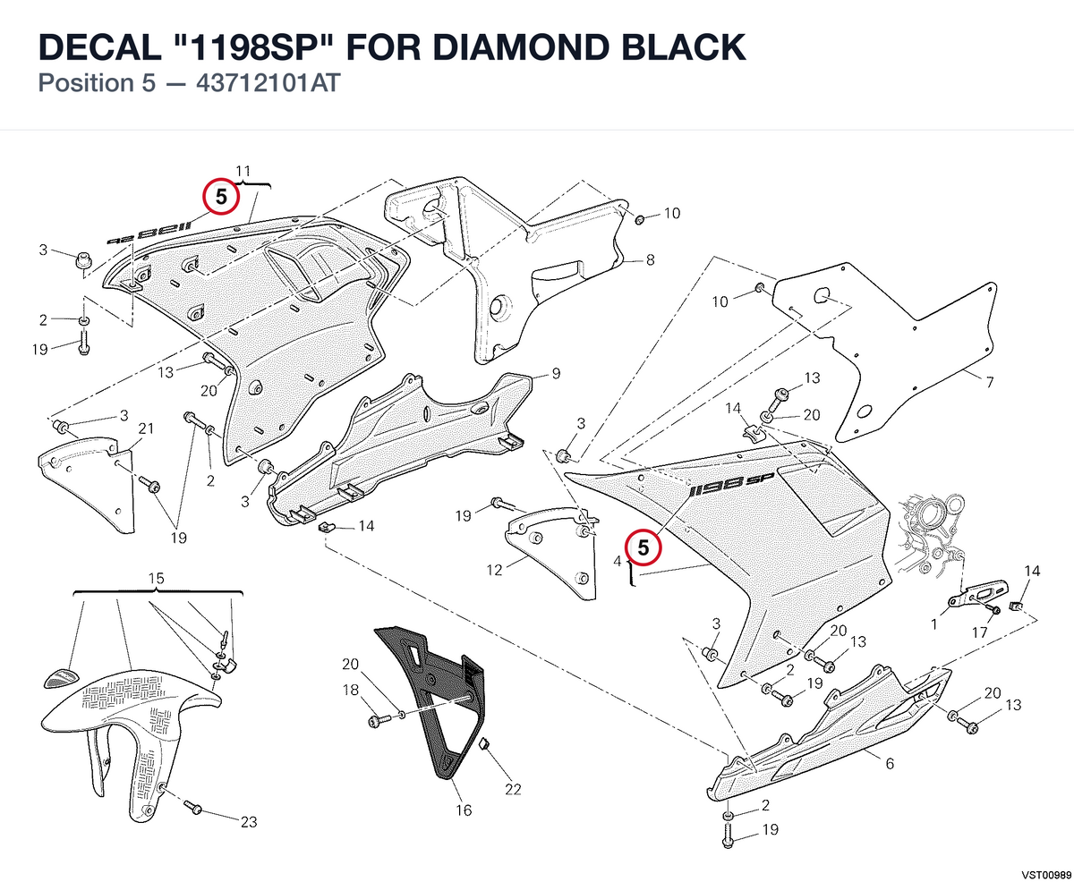 DECAL "1198SP" FOR DIAMOND BLACK 43712101AT diagram position