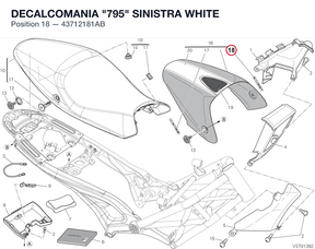 DECALCOMANIA "795" SINISTRA WHITE 43712181AB diagram position