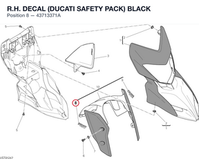 R.H. DECAL (DUCATI SAFETY PACK) BLACK 43713371A diagram position