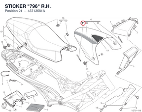 STICKER "796" R.H. 43713581A diagram position