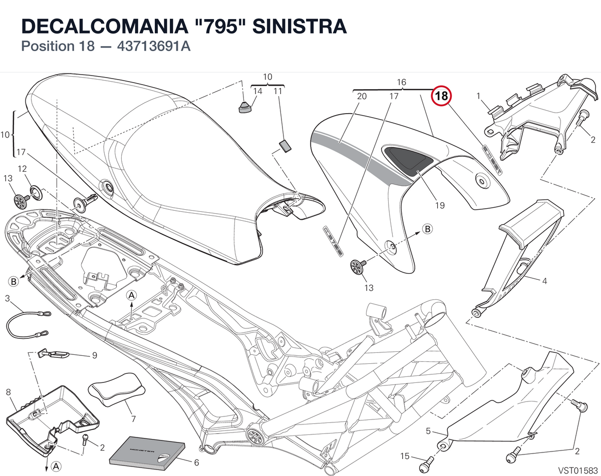 DECALCOMANIA "795" SINISTRA 43713691A diagram position