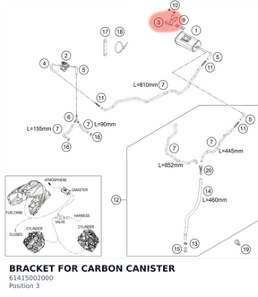 Diagram preview: BRACKET FOR CARBON CANISTER (61415002000)
