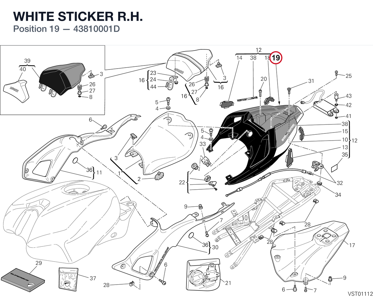 WHITE STICKER R.H. 43810001D diagram position