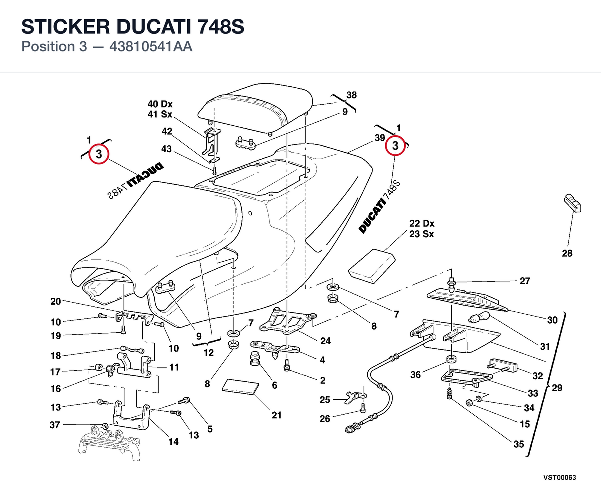 STICKER  DUCATI 748S 43810541AA diagram position