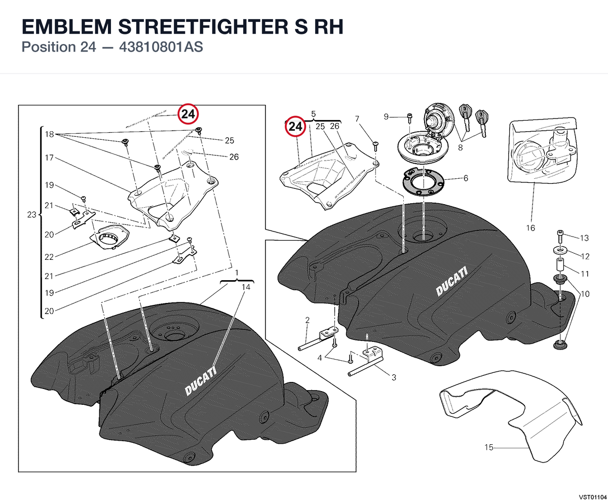 EMBLEM STREETFIGHTER S RH 43810801AS diagram position