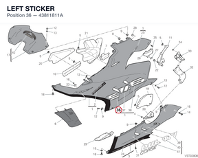 LEFT STICKER 43811811A diagram position