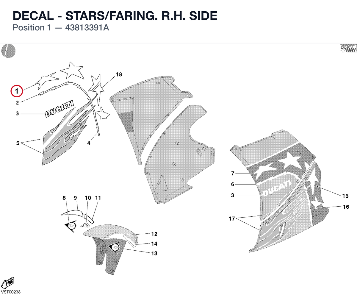DECAL - STARS/FARING. R.H. SIDE
