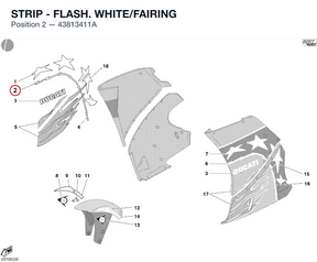 STRIP - FLASH. WHITE/FAIRING 43813411A diagram position