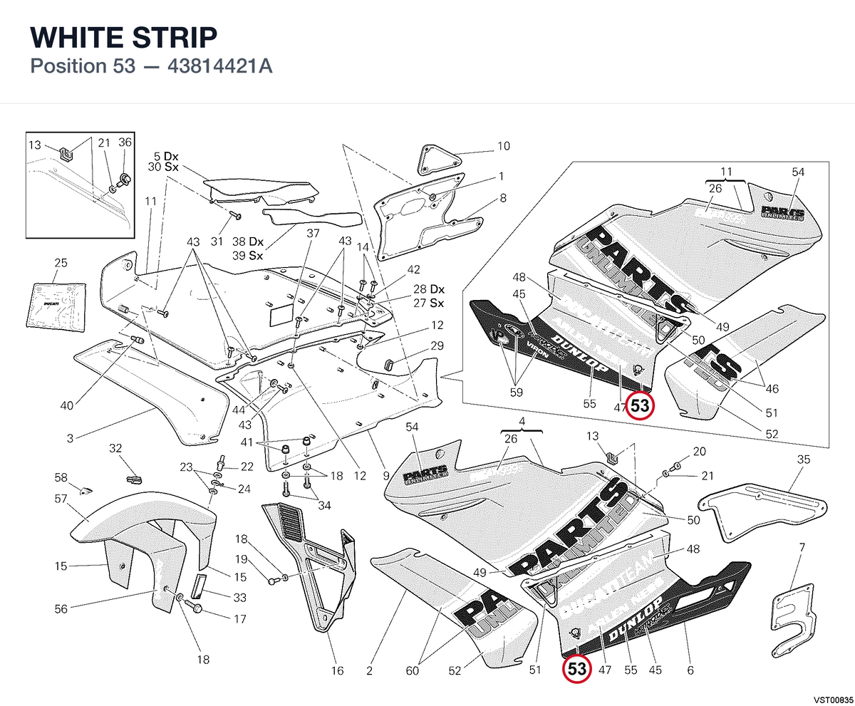 WHITE STRIP 43814421A diagram position