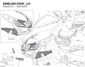 EMBLEM STAR , LH 43814521B diagram position