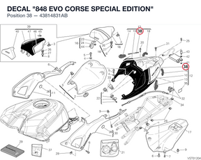 DECAL "848 EVO CORSE SPECIAL EDITION" 43814831AB diagram position